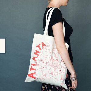 NWT Atlanta MapTote Bag Black Screenprint on Canvas